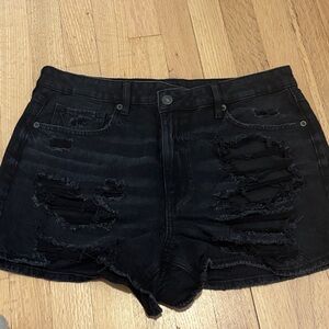 American Eagle Outfitters Black Distressed Jean Shorts